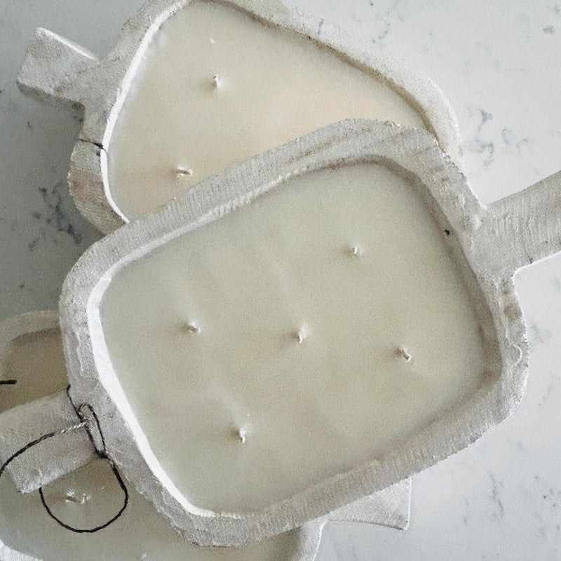 Dough Bowl CANDLES 2 Handle ~ White