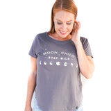 KARMA COLLECTIVE Grey V-Back T-Shirt MOON CHILD