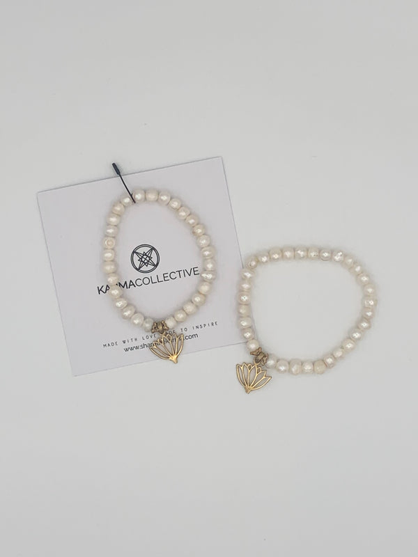 KARMA COLLECTIVE Beaded Bracelet - White Freshwater Pearl