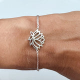 KARMA COLLECTIVE Sterling Silver Braided Tricolour Bracelet LOTUS FLOWER