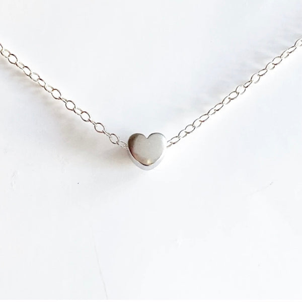 STEEL DAISY Necklace ~ Tiny Heart
