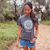 KARMA COLLECTIVE Grey Classic T-shirt MANDALA FLOWER