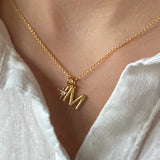 STEEL DAISY Initial & Charms Necklace