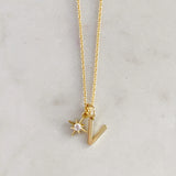 STEEL DAISY Initial & Charms Necklace