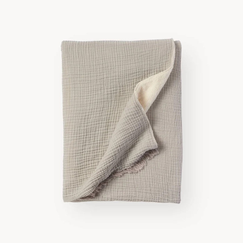 POKOLOKO Fleece Lined Throw Crinkle Grey