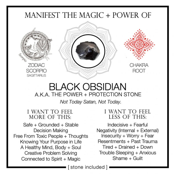 CRYSTAL AFFIRMATION CARD Black Obsidian