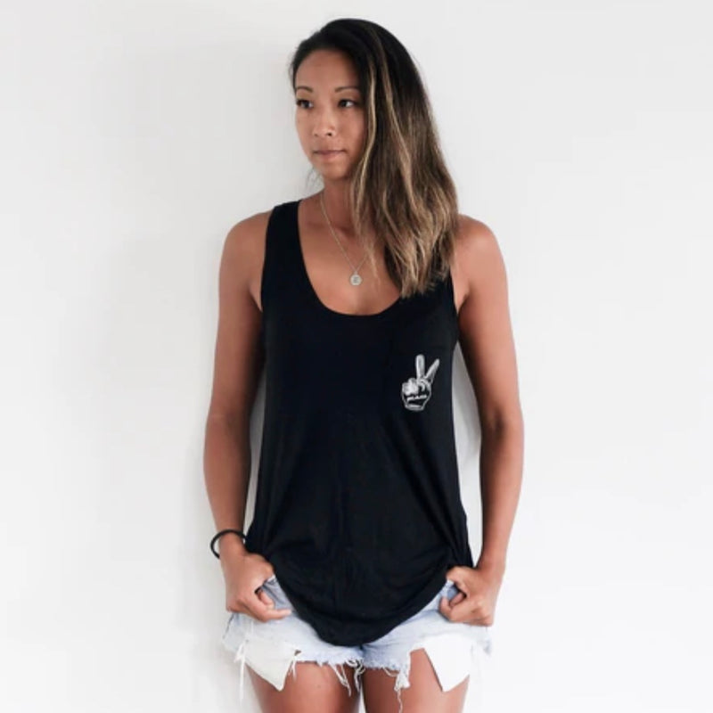 KARMA COLLECTIVE Black Tank PEACE SIGN