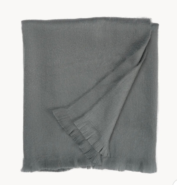 POKOLOKO Alpaca Blanket Throw Fringe ~ Fossil