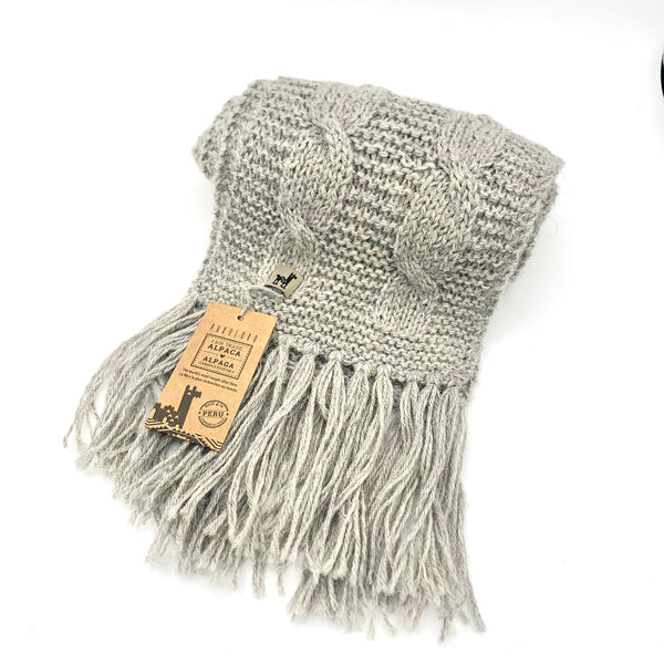 POKOLOKO Alpaca Hand Knit Scarf ~ Grey